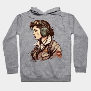 Vintage woman fighter pilot Hoodie